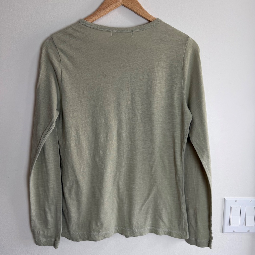 August Silk Ruffle Floral Applique Cardigan Sage Green Womens Size M Cottagecore - Picture 2 of 10
